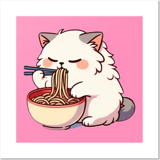 Ragdoll cat eating Noodles Posters and Art